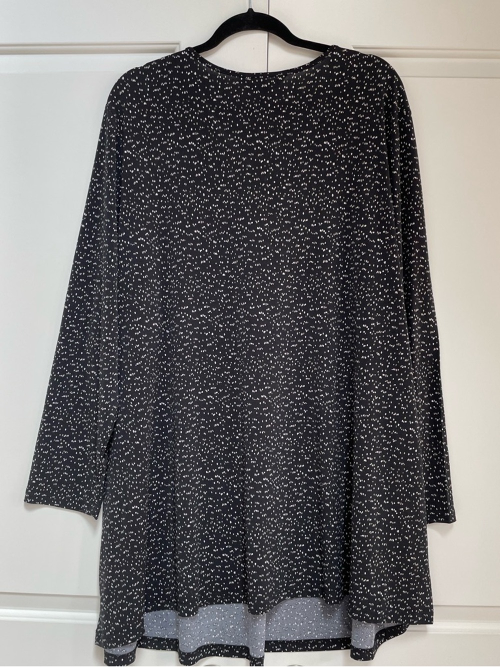 NWT Ulla Popken Stretch Black Dotted  Long Sleeve V Neck Mini Dress Top Coverup - Picture 5 of 10